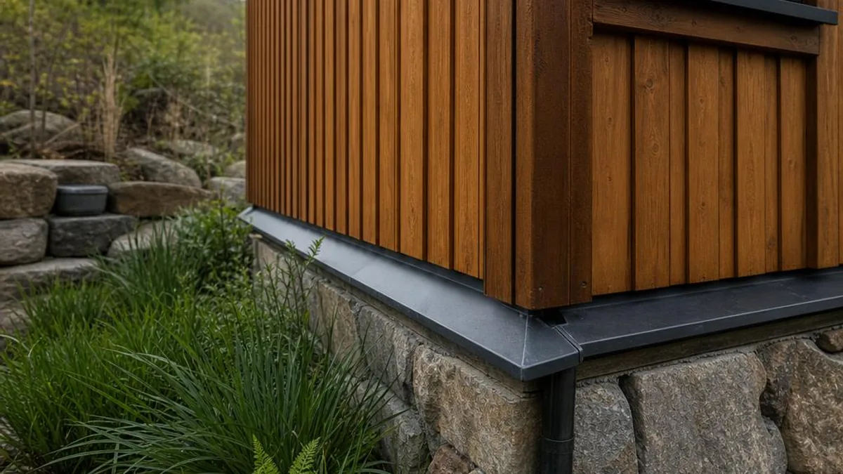 Tiny House Oesterreich gebraucht mit saniertem Wandanschluss und Wetterschutzdetail