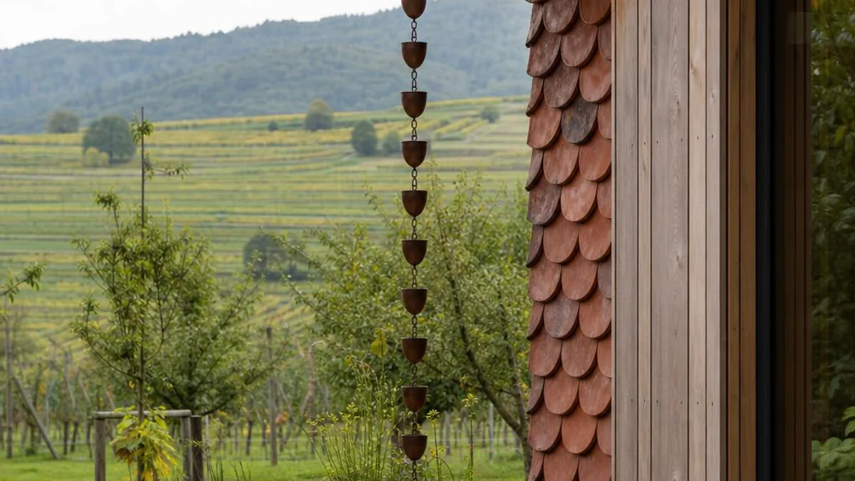 Tiny House Oesterreich Niederoesterreich mit Holztraufe und Regenwasserdetail