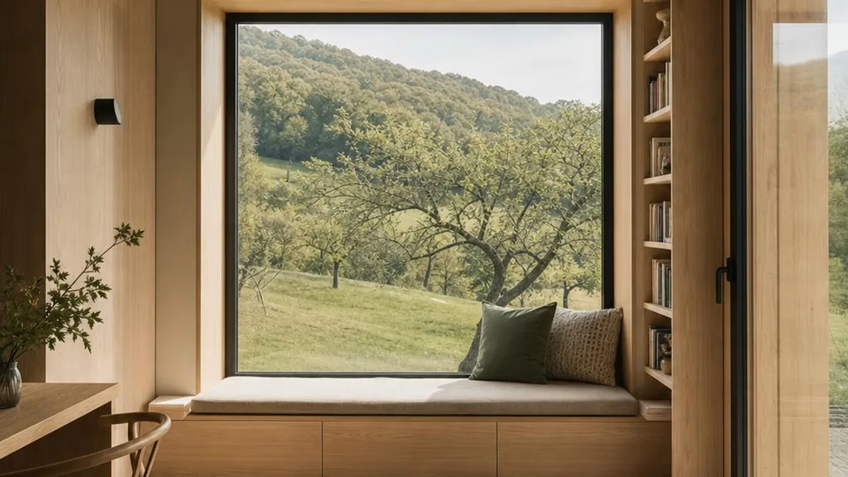 Tiny House Oesterreich Niederoesterreich mit Lesebank und Obstgartenblick