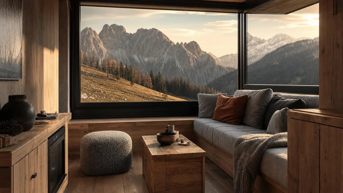 Tiny House Oesterreich Tirol mit Panoramafenster und warmem Eichenboden