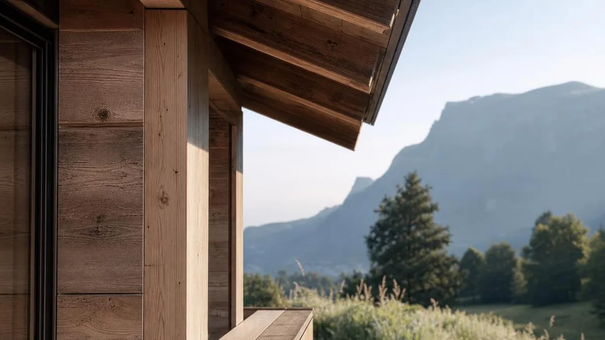 Tiny House Oesterreich Vorarlberg mit tiefem Dachrand und Balkonanschluss