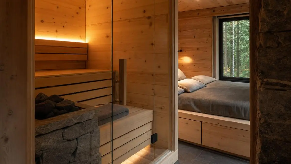 Tiny House mit Sauna und warmem Fichtenholzinterieur im Harz