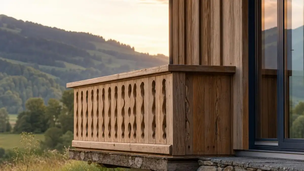 Tiny House Appenzell mit Holzvorbau und Naturstein am Wiesenrand