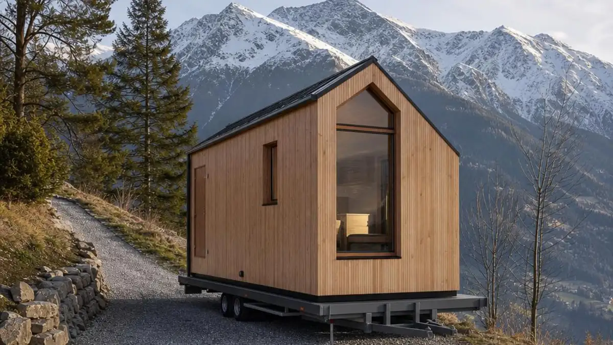 Tiny House Import Zoll Schweiz bei einer alpinen Standortvorbereitung