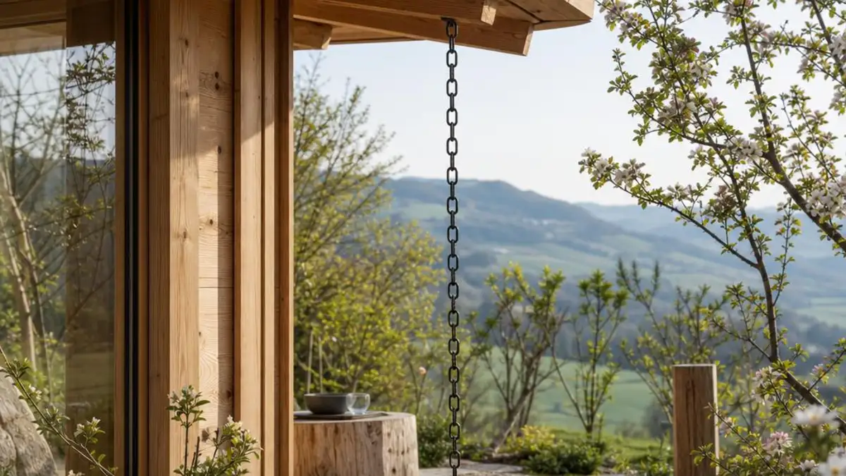 Tiny House Thurgau mit Holztraufe und naturnahem Kiesweg