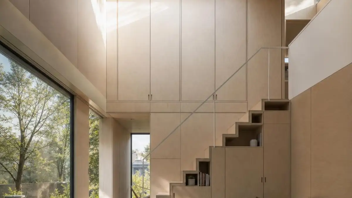 Tiny House Zuerich mit doppelter Raumhoehe und Oberlicht